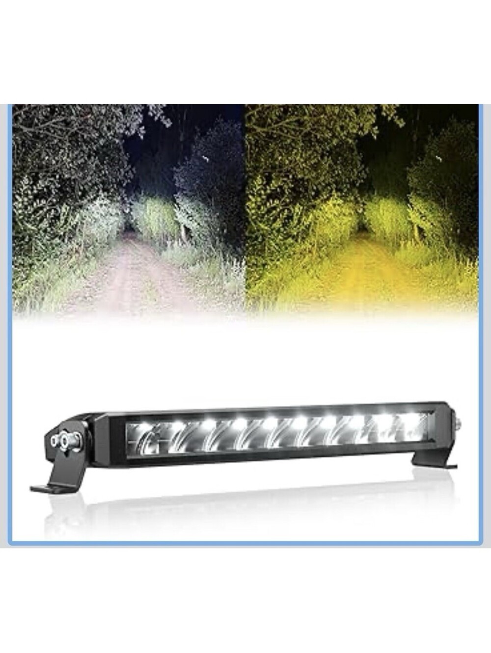 White Amber LED Light Bar Single Row High Bright Dual 12 Inch White Amber Light